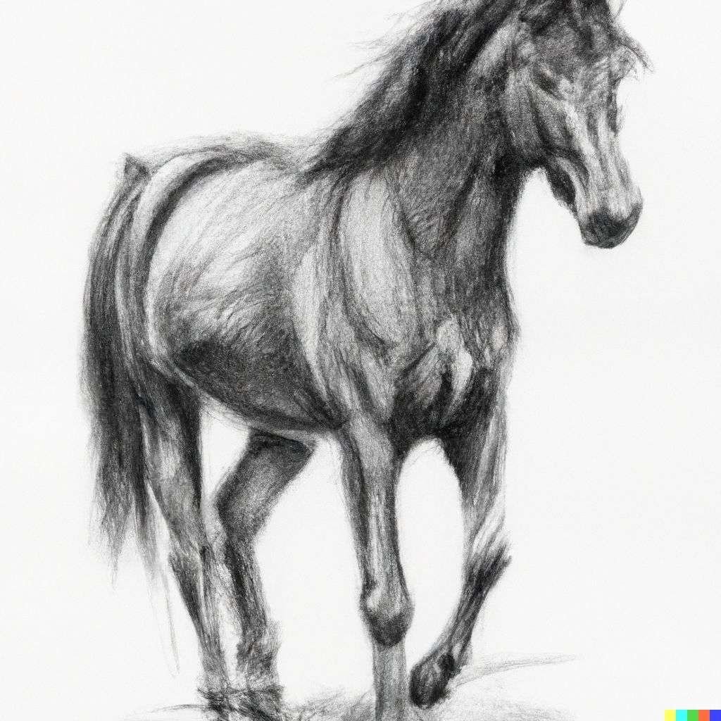 a horse, detailed pencil sketch